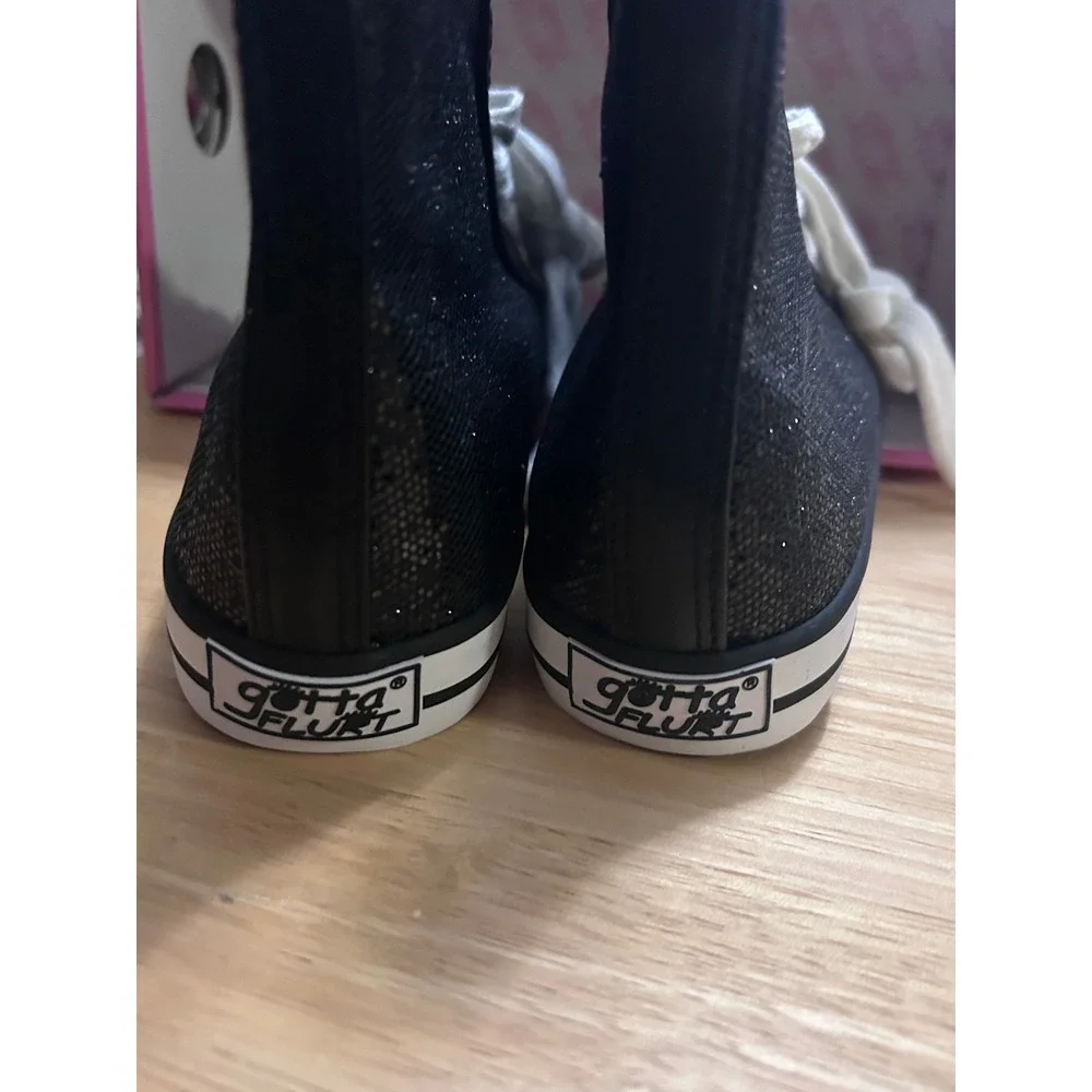 Gotta Flurt High Top Sneakers Kids Size 4M Black Glitter Disco Lace Up Shoes